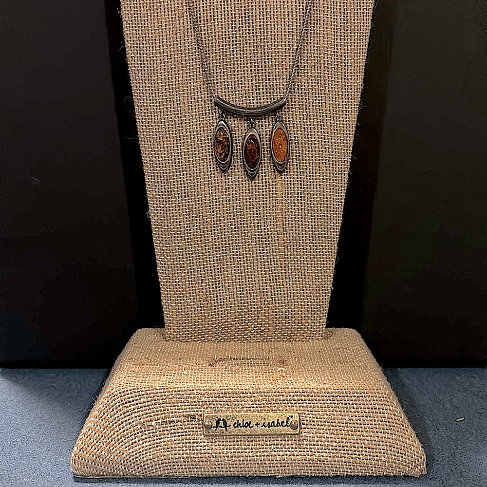France Tricolor Amber & 925 SS Necklace